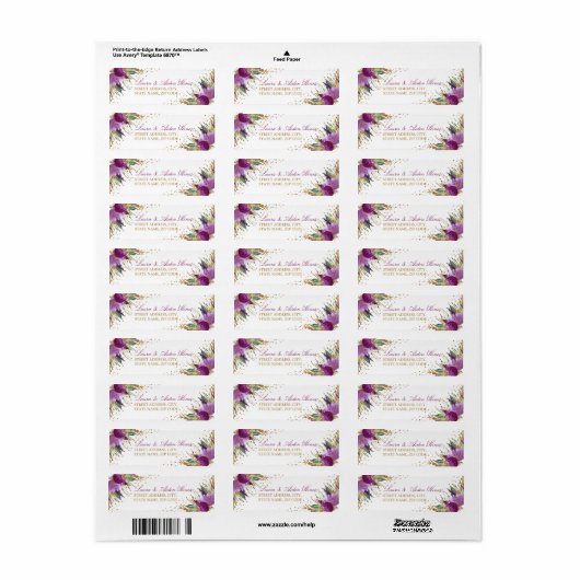 Adresetiketten van het Floral Sparking Amethyst We Etiket (Full Sheet)