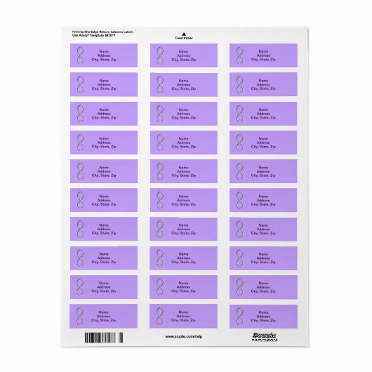 Adresetiketten van het Lavender Infinity Wedding Etiket (Full Sheet)