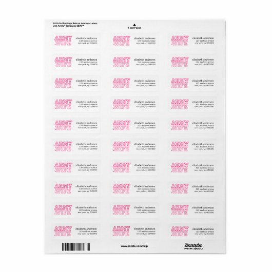 Adresetiketten van het leger etiket (Full Sheet)