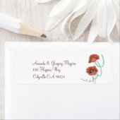 Adresetiketten van het Rode Peonies Weddenschap Etiket (Insitu)