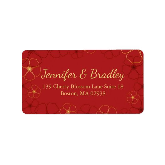 Adresetiketten van het Rood- en goudkerriebloesems Etiket (Voorkant)