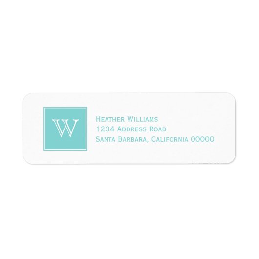 Adresetiketten van het Turquoise Square Monogram Etiket (Voorkant)