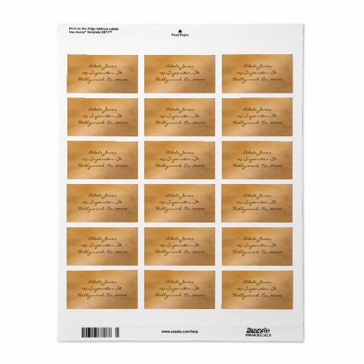 Adresetiketten van koper etiket (Full Sheet)
