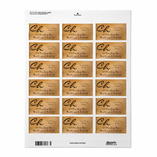 Adresetiketten van koper etiket (Full Sheet)