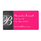 Adresetiketten van luipaard en warmroze monogram etiket (Voorkant)