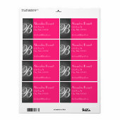 Adresetiketten van luipaard en warmroze monogram etiket (Full Sheet)