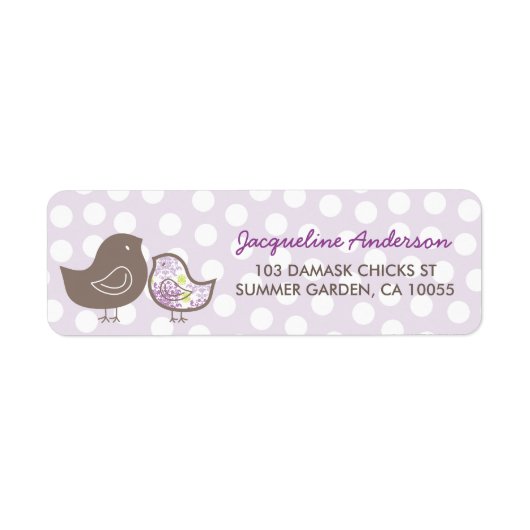 Adresetiketten van Paars Damask Chicken Baby showe Etiket (Voorkant)