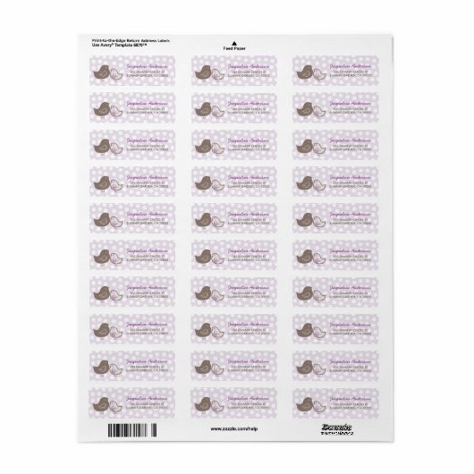 Adresetiketten van Paars Damask Chicken Baby showe Etiket (Full Sheet)