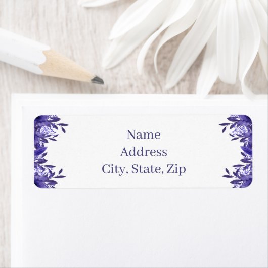 Adresetiketten van Paarse Blauwe Floral Etiket (Insitu)