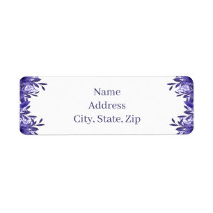 Adresetiketten van Paarse Blauwe Floral Etiket