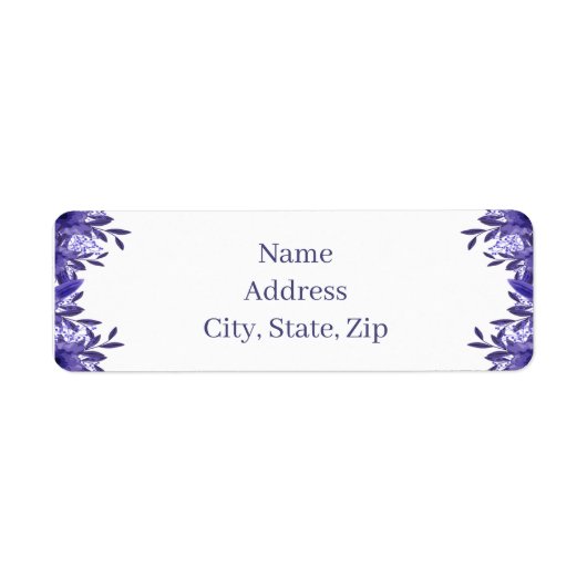 Adresetiketten van Paarse Blauwe Floral Etiket (Voorkant)