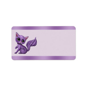 Adresetiketten van Paarse Katten Etiket