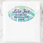 Adresetiketten van palmpalmen ovale sticker (Tas)