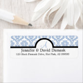 Adresetiketten van powder Blue Damask Wedding Mono Etiket (Insitu)