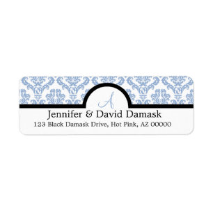 Adresetiketten van powder Blue Damask Wedding Mono Etiket
