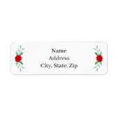 Adresetiketten van rode Floral Greenery Etiket (Voorkant)