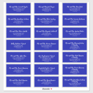 Adresetiketten van Royal Blue and White Wedding Gu Sticker