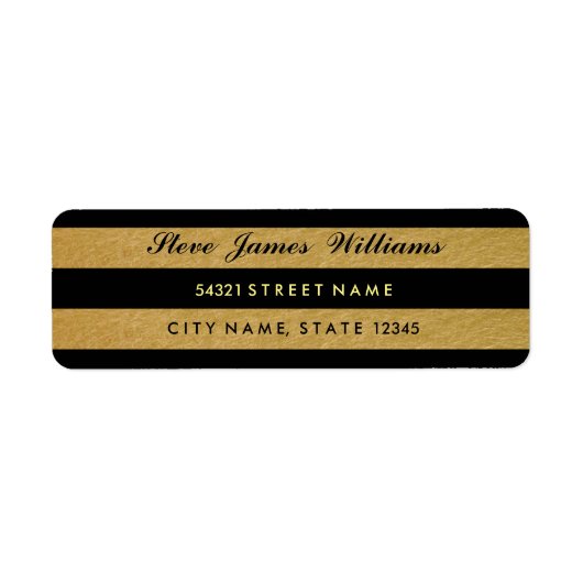 Adresetiketten van Royal Gold Leaf Black Stripes Etiket (Voorkant)