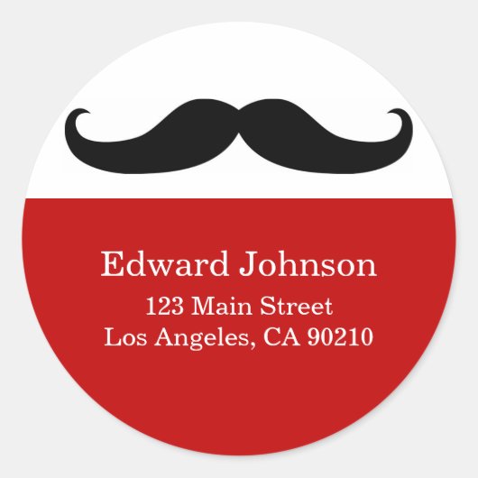 Adresetiketten van snor ronde sticker (Voorkant)