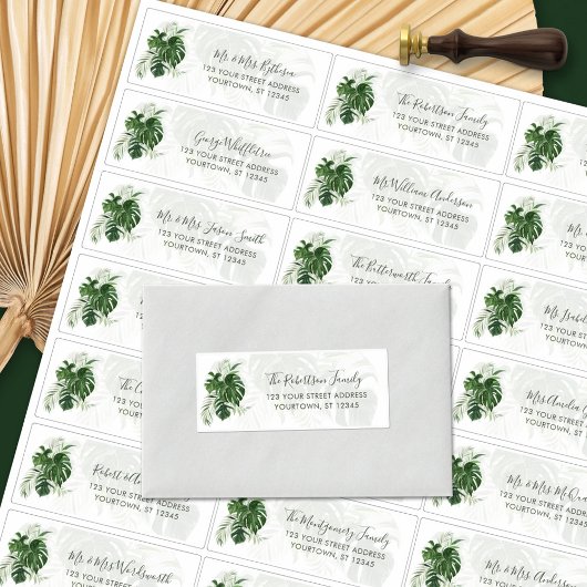 Adresetiketten van Tropische Leaves Wedding Guest Sticker