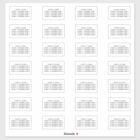 Adresetiketten voor 28 uitnodigingen sticker (Vel)