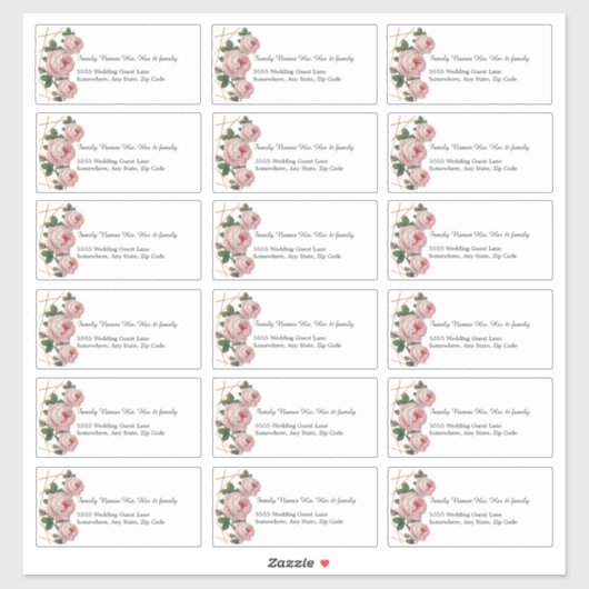 Adresetiketten voor aangepaste weddenschappen Roze Sticker (Vel)