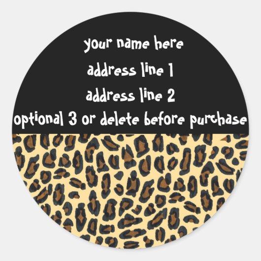 Adresetiketten voor afdrukken van leopard Fur Ronde Sticker (Voorkant)