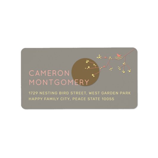 Adresetiketten voor Baby shower van de vogelfamili Etiket (Voorkant)