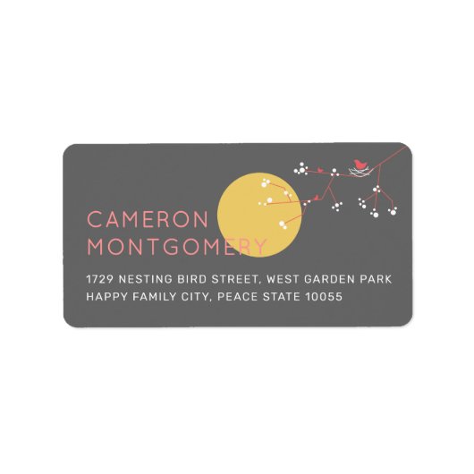 Adresetiketten voor Baby shower van de vogelfamili Etiket (Voorkant)