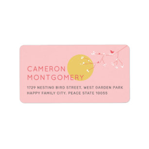 Adresetiketten voor Baby shower van de vogelfamili Etiket