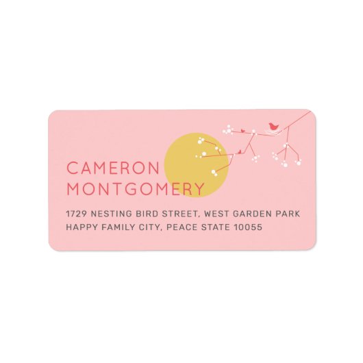 Adresetiketten voor Baby shower van de vogelfamili Etiket (Voorkant)