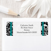 Adresetiketten voor blauwgroen en zwarte Damask-zw Etiket (Insitu)