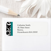 Adresetiketten voor blauwgroen en zwarte Damask-zw Etiket (Insitu)