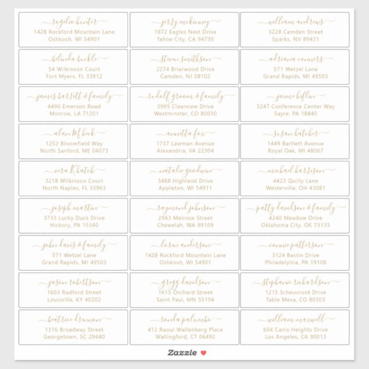  adresetiketten voor bruiloft Gold Sticker (Vel)