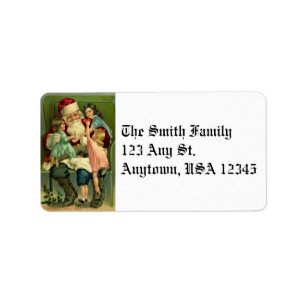 Adresetiketten voor de kerstman en het kind Etiket