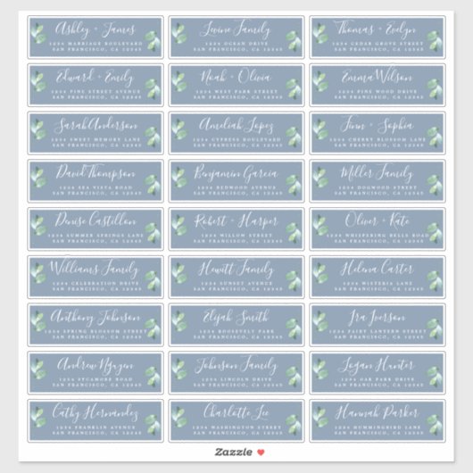  Adresetiketten voor een blauwe bruiloft Sticker (Vel)