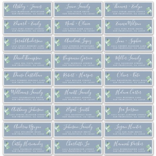  Adresetiketten voor een blauwe bruiloft Sticker (Voorkant)