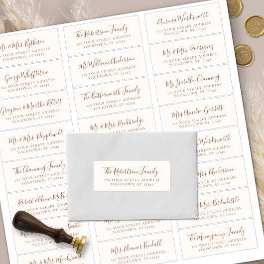 Adresetiketten voor een trouwe bruiloft in Terraco Sticker