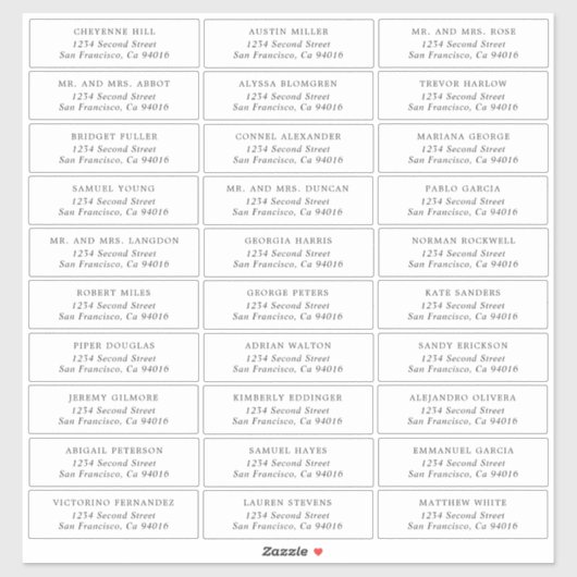 Adresetiketten voor eenvoudige bruiloft sticker (Vel)