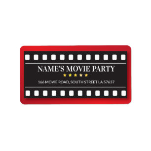 Adresetiketten voor filmkaartjes van Birthday Part Etiket