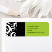 Adresetiketten voor groene en zwarte Damask Swirls Etiket (Insitu)