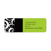 Adresetiketten voor groene en zwarte Damask Swirls Etiket (Voorkant)