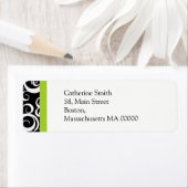 Adresetiketten voor groene en zwarte Damask Swirls Etiket (Insitu)