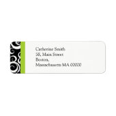Adresetiketten voor groene en zwarte Damask Swirls Etiket (Voorkant)