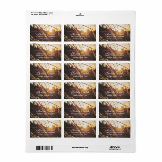 Adresetiketten voor herfstbruiloft op  op het vast etiket (Full Sheet)