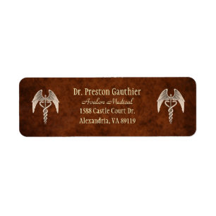 Adresetiketten voor het medische symbool Caduceus Etiket