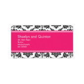 Adresetiketten voor hotroze Damask Wedding Etiket (Voorkant)