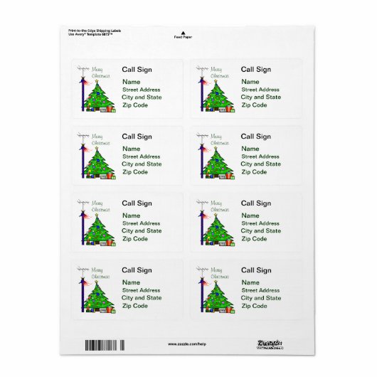 Adresetiketten voor kerstboomradio's etiket (Full Sheet)