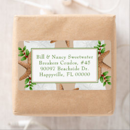 Adresetiketten voor Kerstmis met doorn en goudstak Etiket