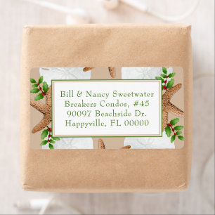 Adresetiketten voor Kerstmis met doorn en goudstak Etiket